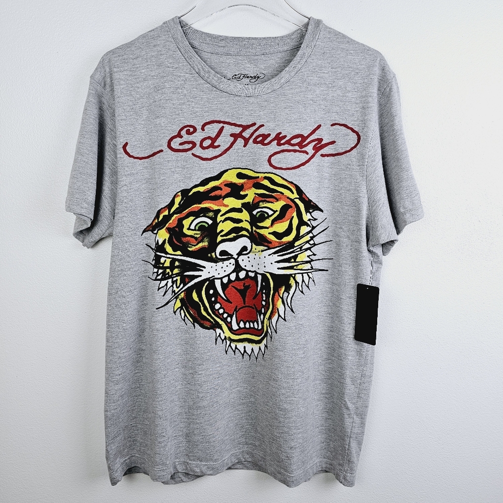 Ed Hardy Gray Tiger T-Shirt NWT